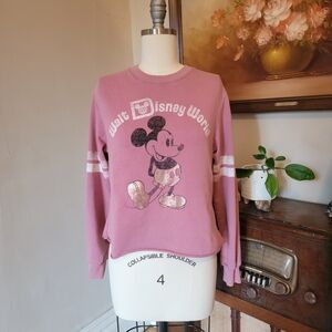 Disney World Women's Pink Mickey Mouse Long Sleeve Sweater Top Disneyland XS
